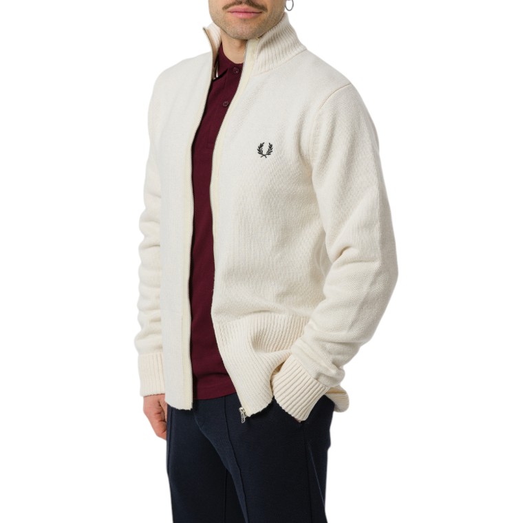 Cardigan a coste con zip Fred Perry