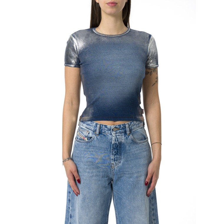 T-shirt Diesel T-Ele-Long con sfumature metalliche