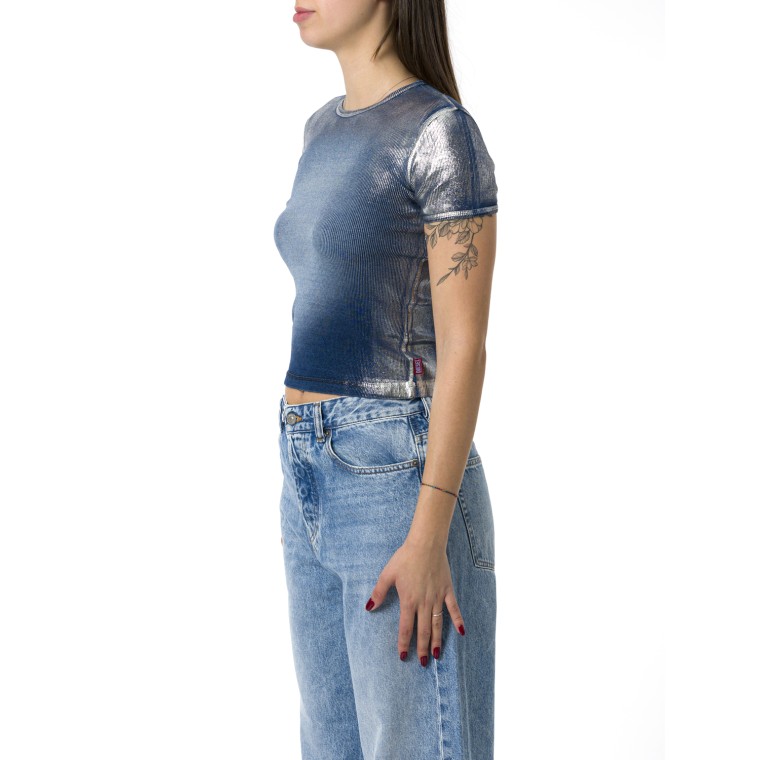 T-shirt Diesel T-Ele-Long con sfumature metalliche