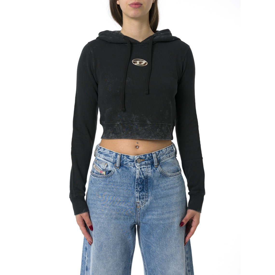 Felpa cropped con cappuccio Diesel