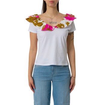 T-shirt con rouches stampata Liu Jo