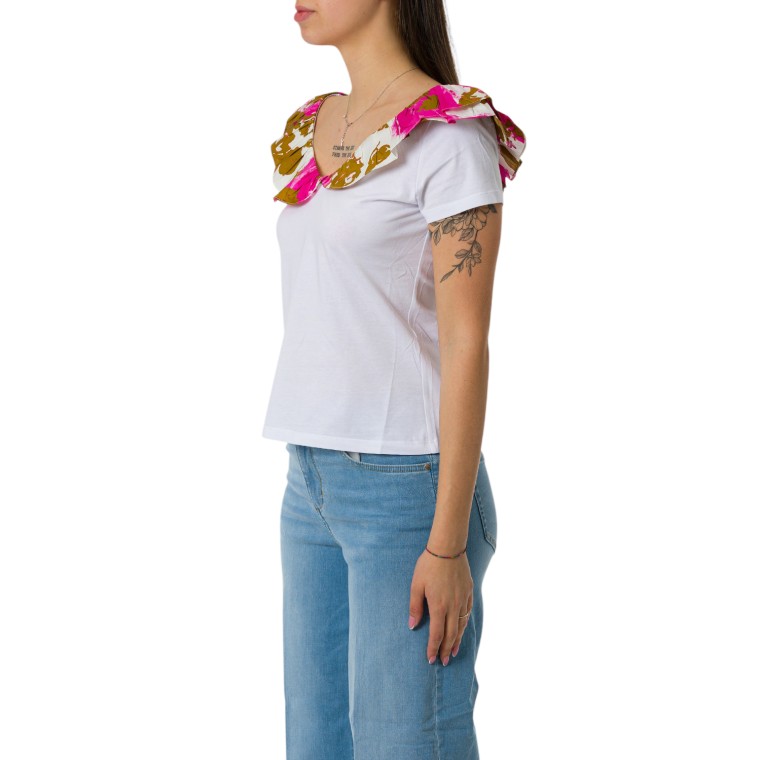 T-shirt con rouches stampata Liu Jo