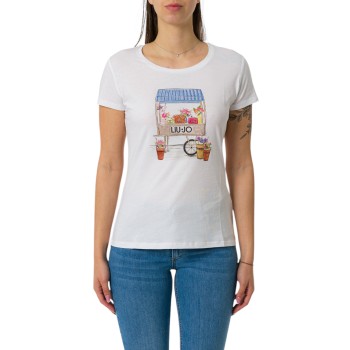 T-shirt con stampa e strass Liu Jo