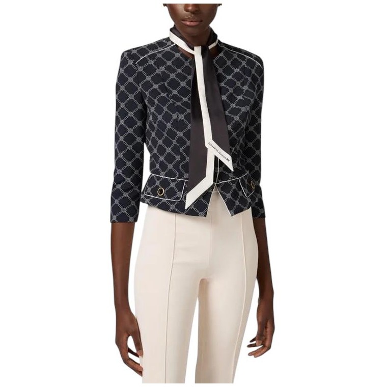 Giacca in crepe stretch stampato con foulard removibile Elisabetta Franchi