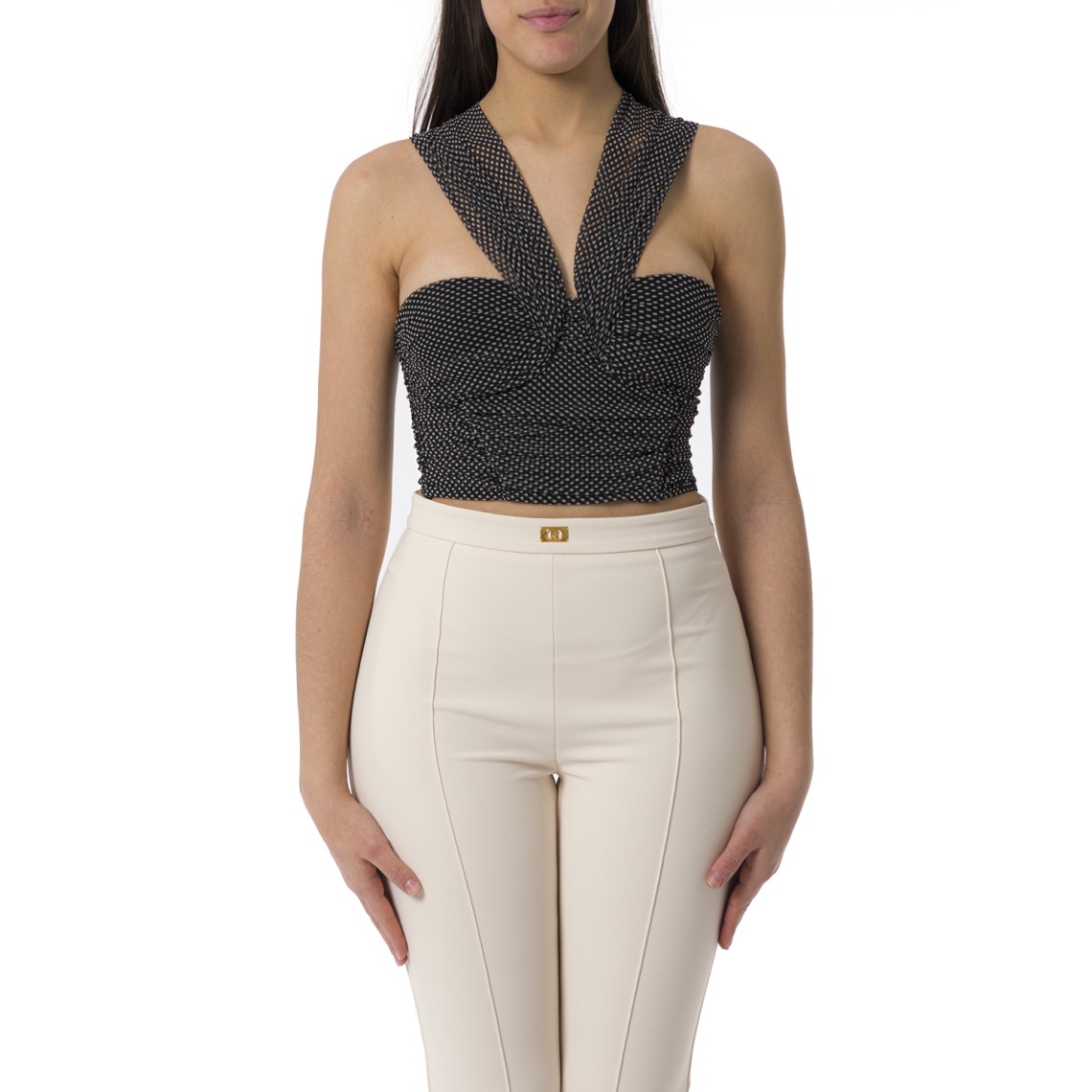 Top in tulle con stampa pois Elisabetta Franchi