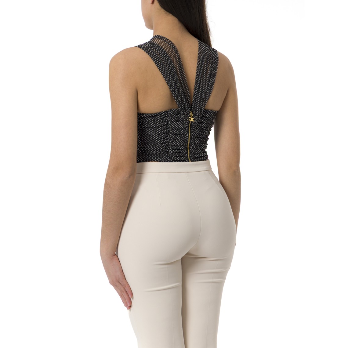 Top in tulle con stampa pois Elisabetta Franchi