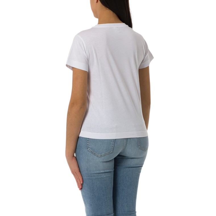 T-shirt in cotone con mini logo Pinko