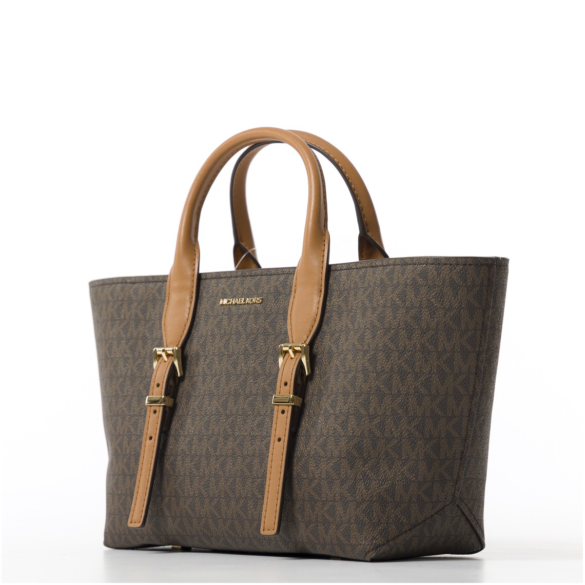 Borsa Moore Michael Kors in cotone spalmato con monogram MK all over
