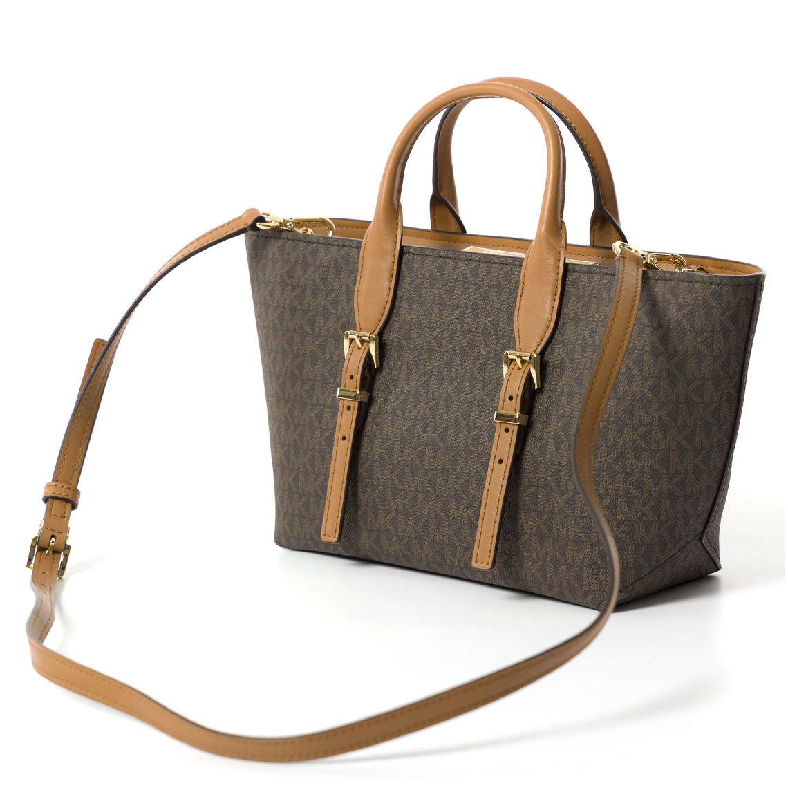 Borsa Moore Michael Kors in cotone spalmato con monogram MK all over