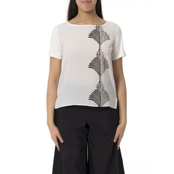 T-shirt in jersey e crêpe de Chine Pennyblack