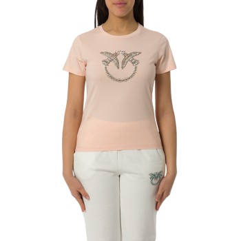 T-shirt Pinko con ricamo logo Love Birds in cristalli
