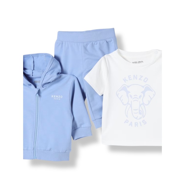 Coordinato in cotone con stampa Elefante Kenzo Kids