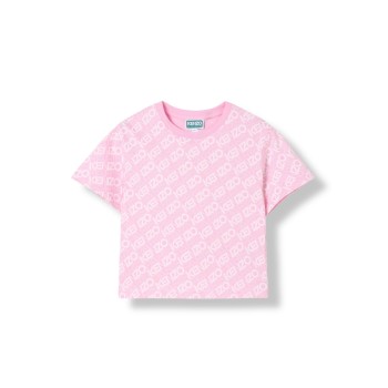 T-shirt in cotone con logo all-over Kenzo Kids