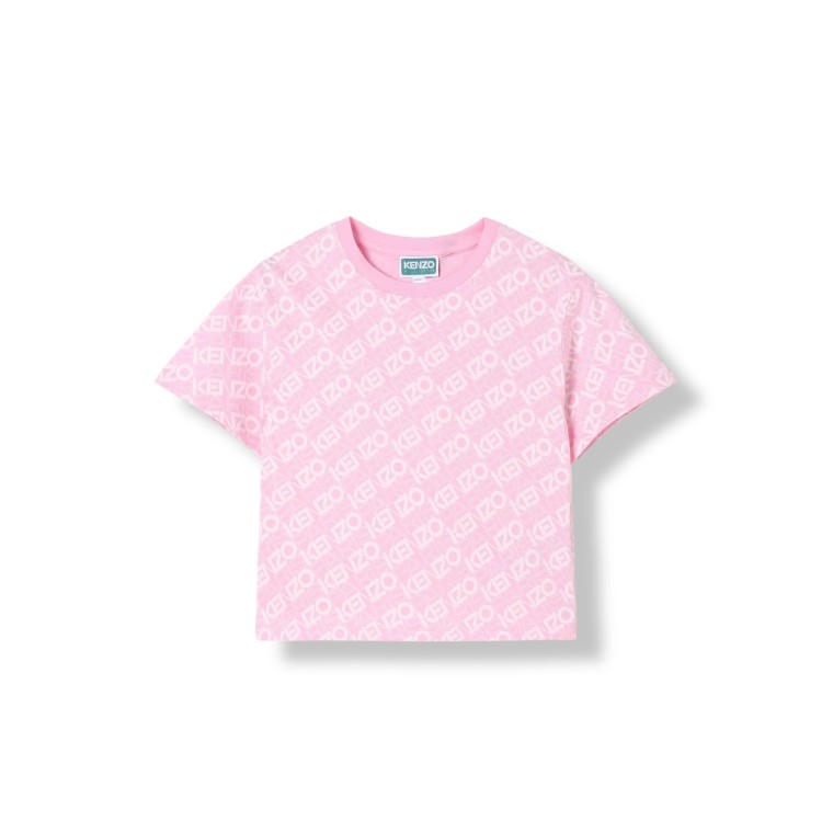 T-shirt in cotone con logo all-over Kenzo Kids