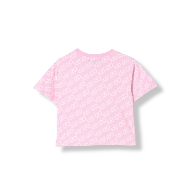 T-shirt in cotone con logo all-over Kenzo Kids