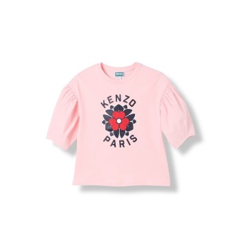 T-shirt in cotone con stampa logo Kenzo Kids