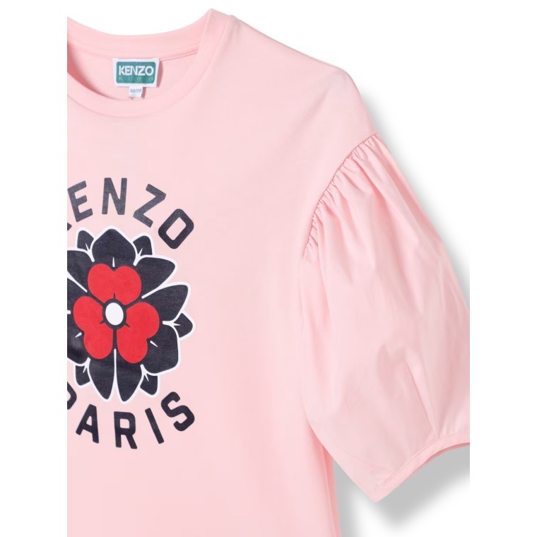 T-shirt in cotone con stampa logo Kenzo Kids