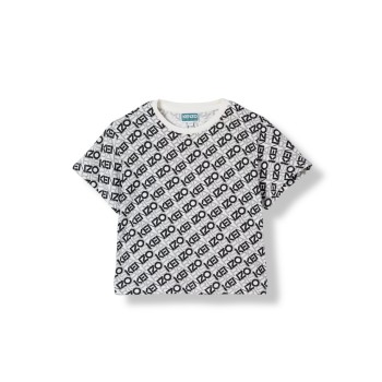 T-shirt in cotone con logo all-over Kenzo Kids