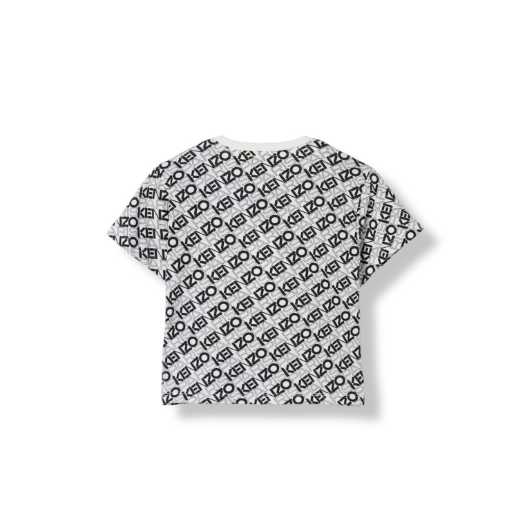 T-shirt in cotone con logo all-over Kenzo Kids