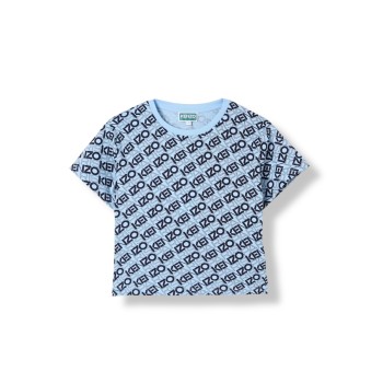 T-shirt in cotone con logo all-over Kenzo Kids