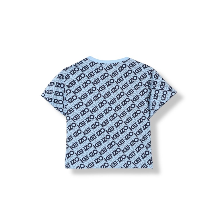 T-shirt in cotone con logo all-over Kenzo Kids
