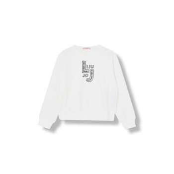 Felpa a girocollo con logo di strass Liu Jo Kids