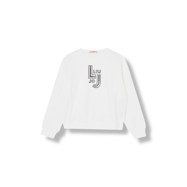 Felpa a girocollo con logo di strass Liu Jo Kids