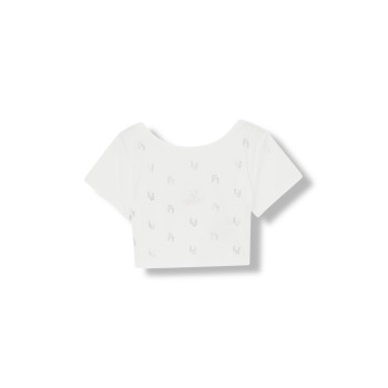 T-shirt cropped con logo e strass Liu Jo Kids