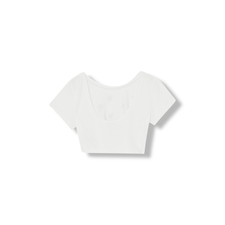 T-shirt cropped con logo e strass Liu Jo Kids