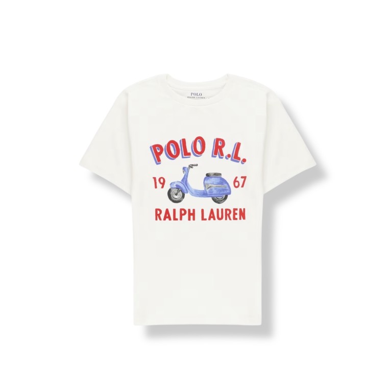 T-shirt in cotone con stampa logo Polo Ralph Lauren bambino