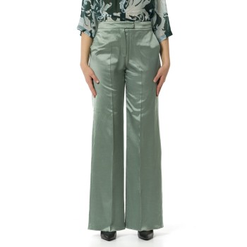 Pantaloni wide leg i Blues in raso di misto lino