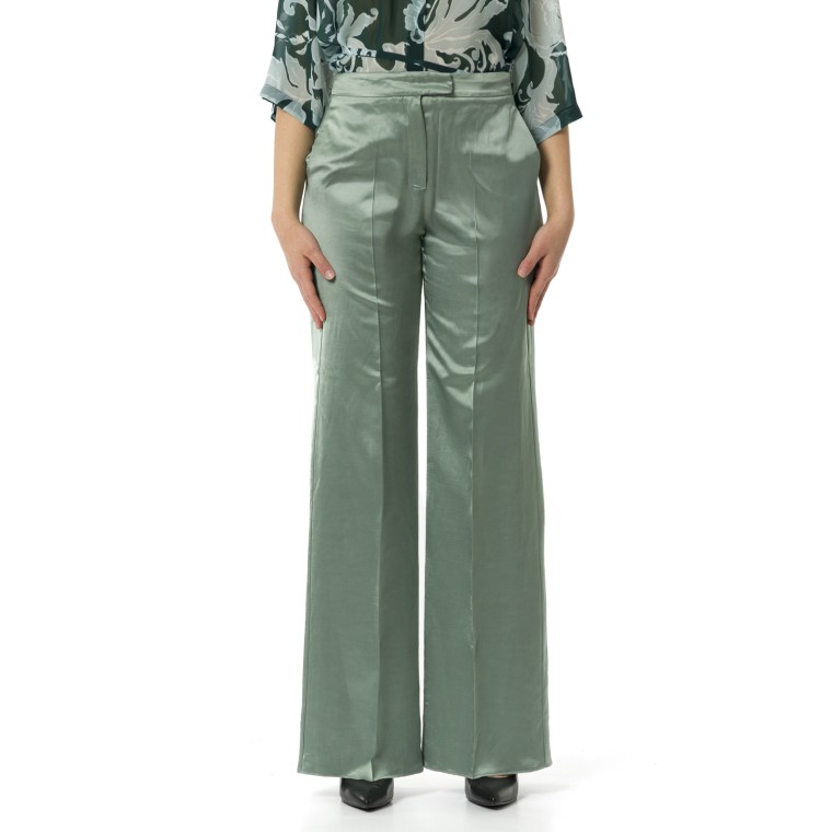 Pantaloni wide leg i Blues in raso di misto lino