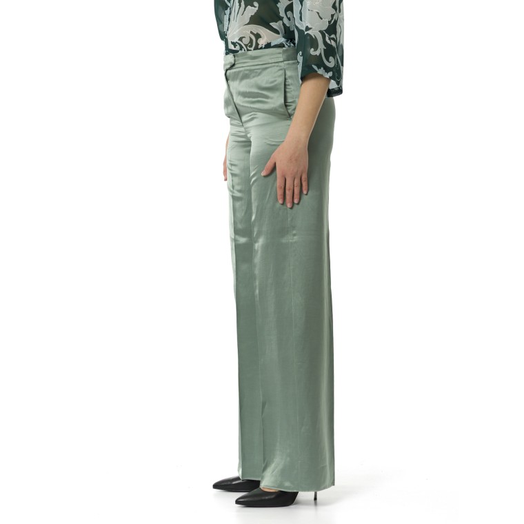 Pantaloni wide leg i Blues in raso di misto lino