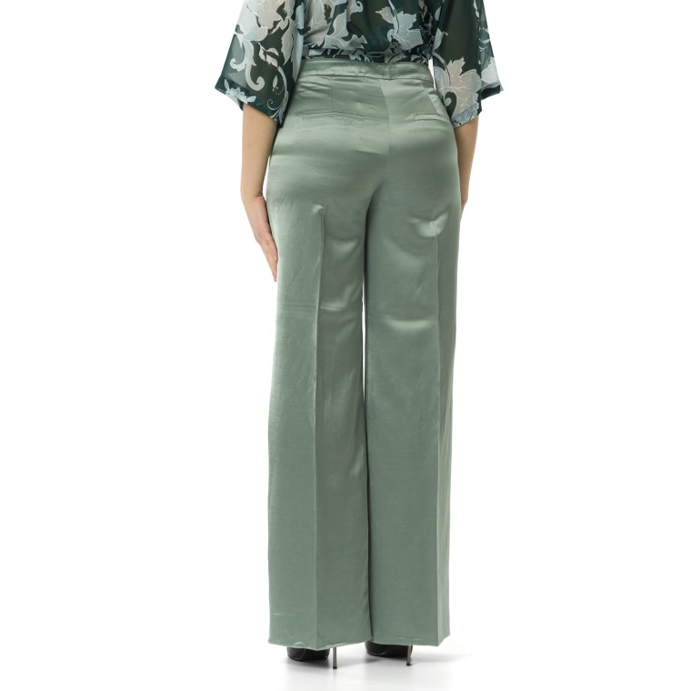 Pantaloni wide leg i Blues in raso di misto lino