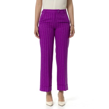 Pantaloni gessati con risvolto Emme Marella