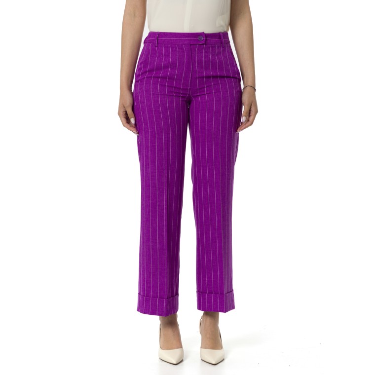 Pantaloni gessati con risvolto Emme Marella