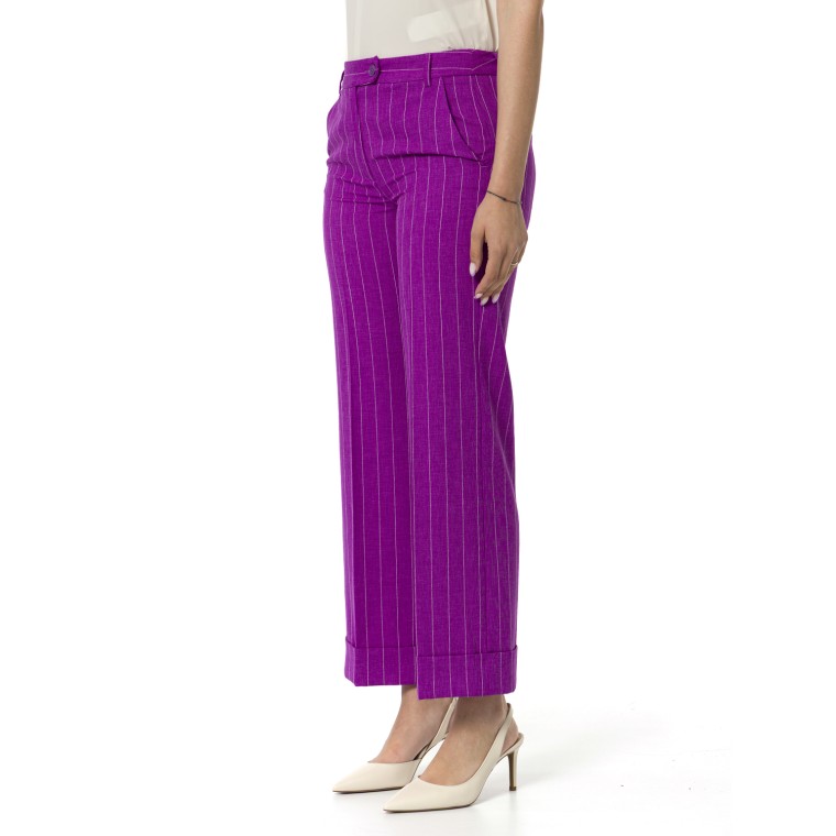 Pantaloni gessati con risvolto Emme Marella