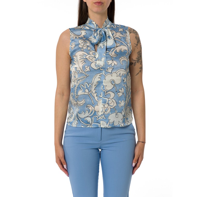Camicia smanicata in creponne tecnico Emme Marella con fusciacca