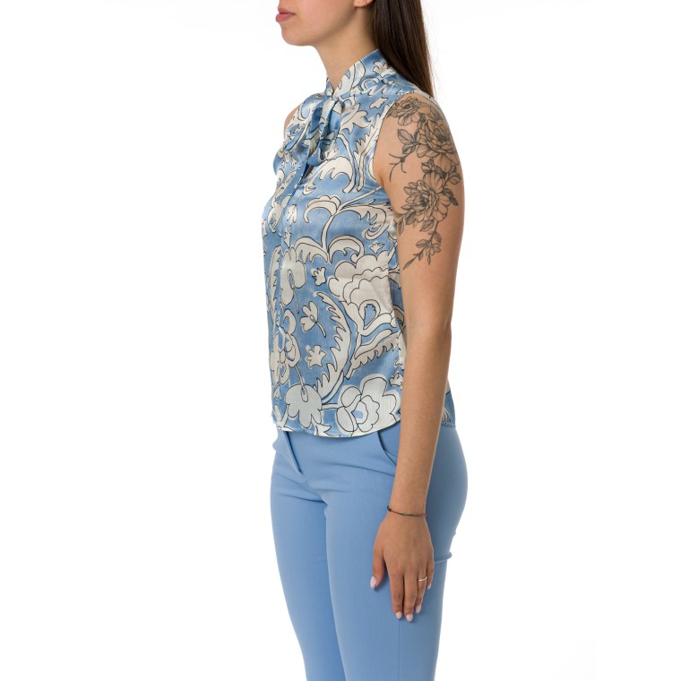 Camicia smanicata in creponne tecnico Emme Marella con fusciacca