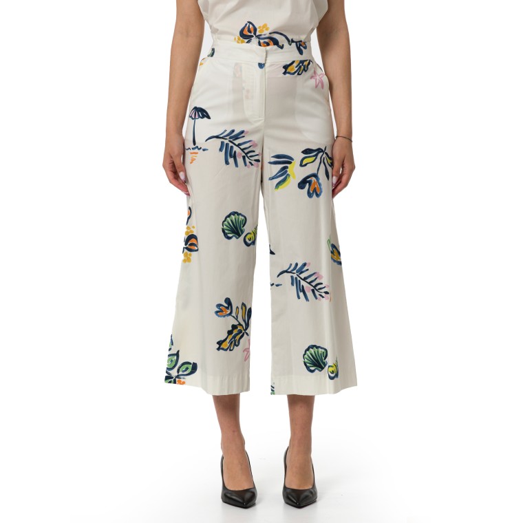 Pantaloni crop wide-leg ricamati Marella