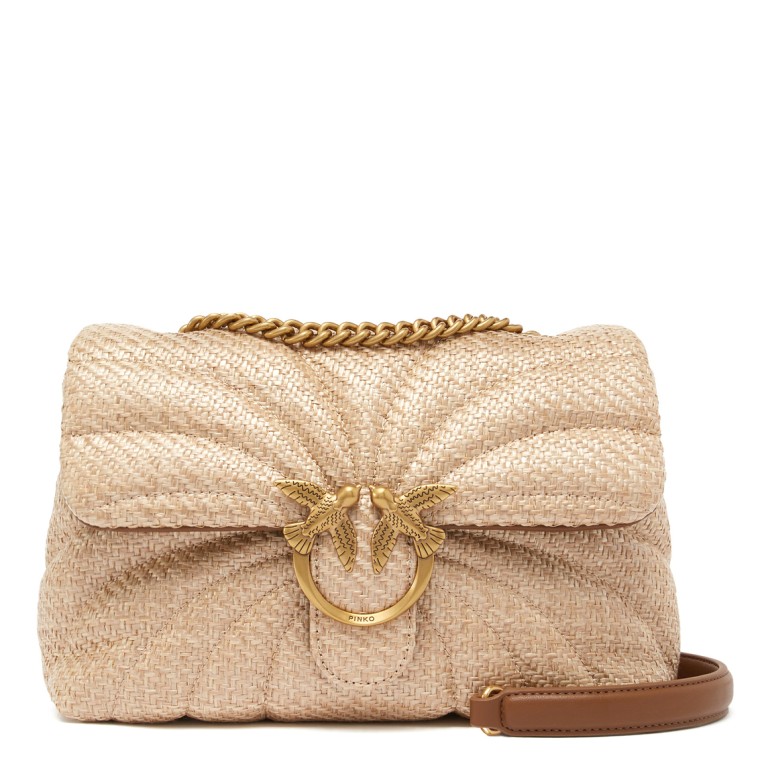 Borsa a tracolla in rafia trapuntata Love Bag Puff Pinko