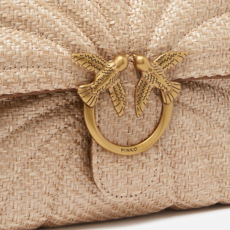 Borsa a tracolla in rafia trapuntata Love Bag Puff Pinko