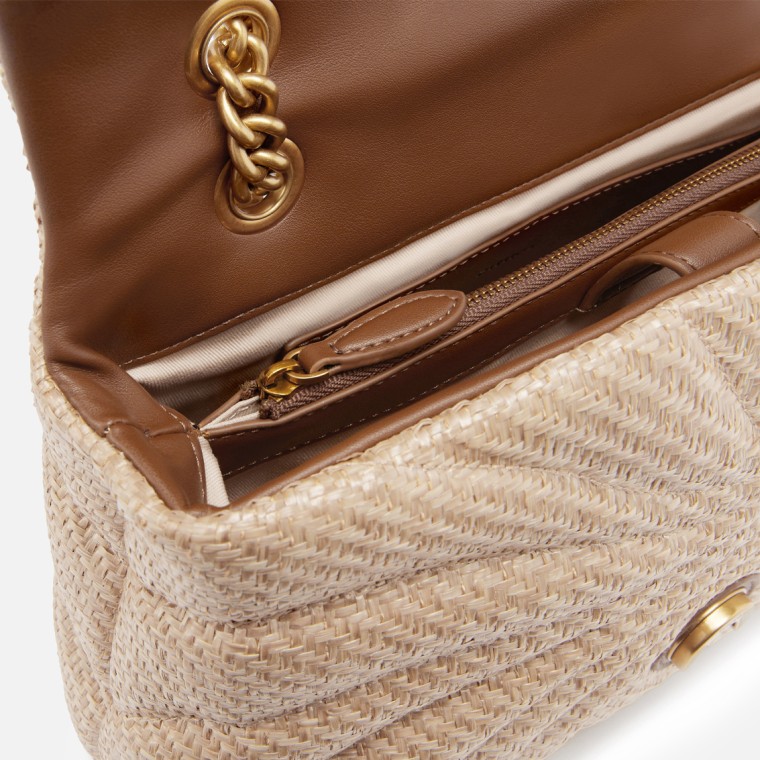 Borsa a tracolla in rafia trapuntata Love Bag Puff Pinko