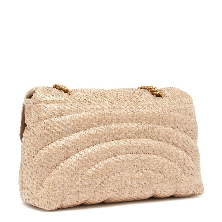 Borsa a tracolla in rafia trapuntata Love Bag Puff Pinko