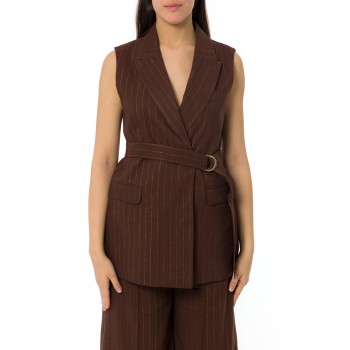 Gilet lungo gessato con lurex Marella