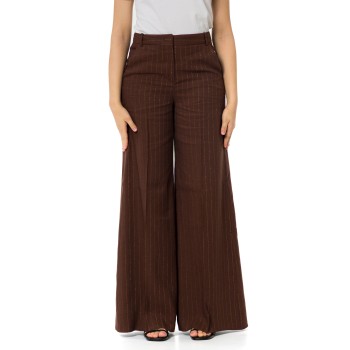 Pantalone wide leg gessato con lurex Marella