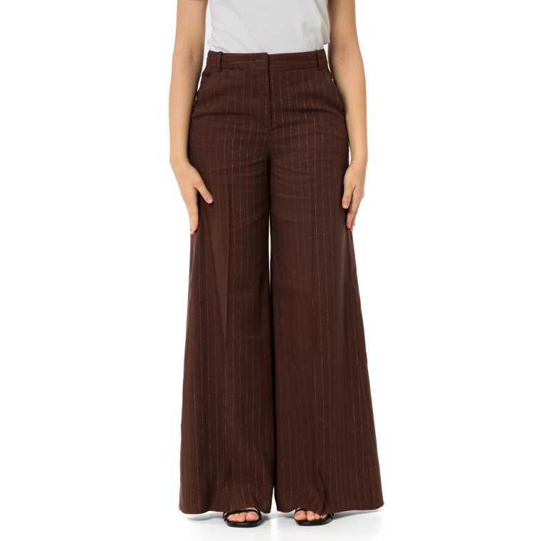 Pantalone wide leg gessato con lurex Marella