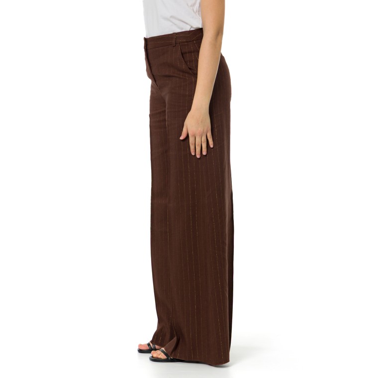 Pantalone wide leg gessato con lurex Marella