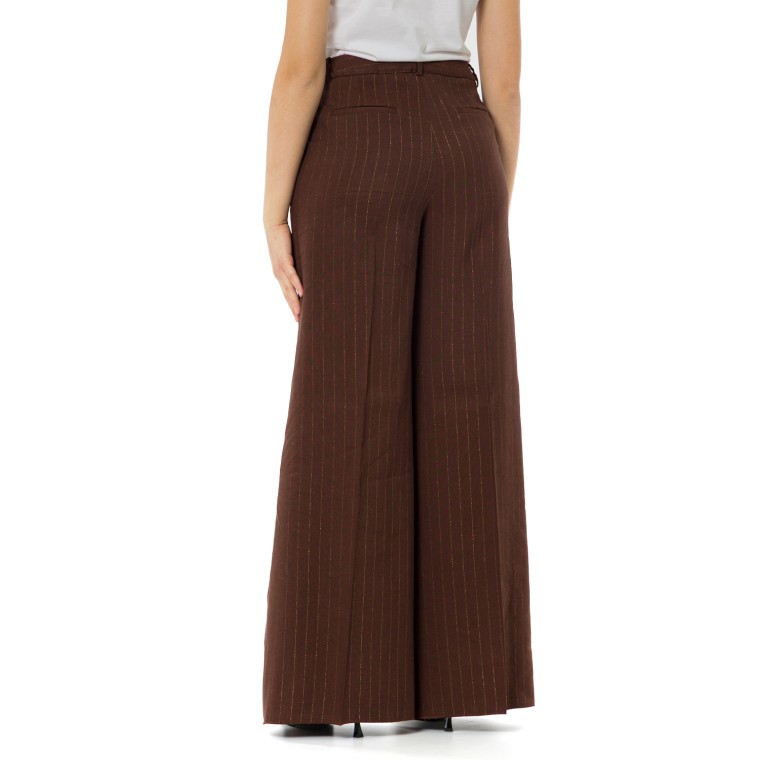 Pantalone wide leg gessato con lurex Marella