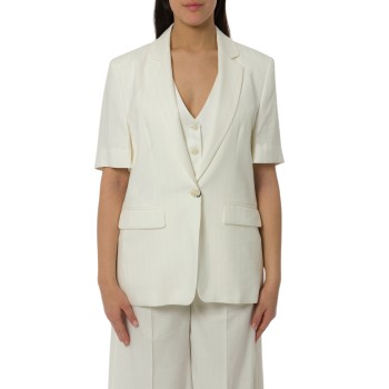 Blazer gessato con lurex a maniche corte Marella